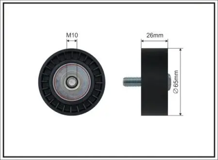 Ролик проміжний поліклинового ремня Audi A3/TT, Skoda Superb II, VW CC/EOS/Golf V/Passat/CC 2.3/3.2/3.6 10.96-12.16 65x10x26 CAFFARO 14326