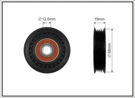 Ролик промежуточный поликлинового ремня. Lexus IS, Toyota Avensis/Camry/Carina E/Carina II/Celica/Corolla 1.3-2.0D 02.84-10.05 68x12x15,5 CAFFARO 15980