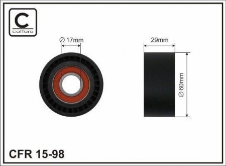 Ролик натяжного механізму поліклинового ремня BMW 7 E65/E66/E67 3.9D/4.4D 10.02-07.08 60x17x29 CAFFARO 1598