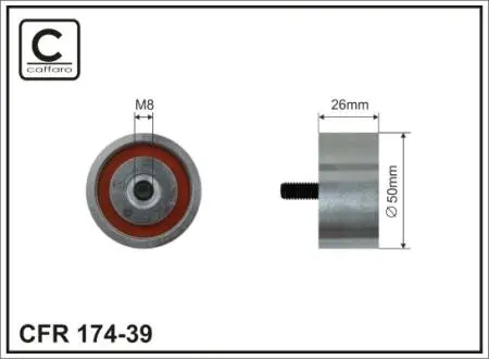 Ролик проміжний поліклинового ремня Volvo S40 I/V40, MitsubishiI Carisma, Renault Clio II/Espace III/Laguna I/Megane I/Scenic I 1.9D/2.0 03.95- 51x8x26 CAFFARO 17439