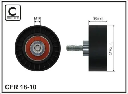 Ролик промежуточный поликлинового ремня. Ford C-Max/Fiesta/IV/Focus C-Max/II/Galaxy/Mondeo IV/S-Max 1.8D 03.00-06.15 76x10x30 CAFFARO 1810