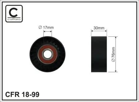 Ролик проміжний поліклинового ремня Cadillac Deville/DTS/Eldorado/Fleetwood/Seville II/SRX/STS/XLR, Chevrolet Alero, Blazer S10 2.4-7.3D 10.87- 76x17x33 CAFFARO 1899