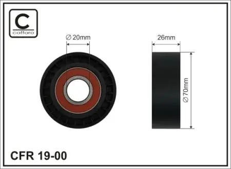 Ролик промежуточный поликлинового ремня. Alfa Romeo 155/164/GTV/Spider 2.0/2.5/3.0 03.92-04.05 70x20x26 CAFFARO 1900