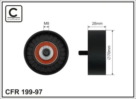 Ролик проміжний поліклинового ремня BMW 7 E38/8 E31 5.4 09.94-07.01 70x8x28 CAFFARO 19997