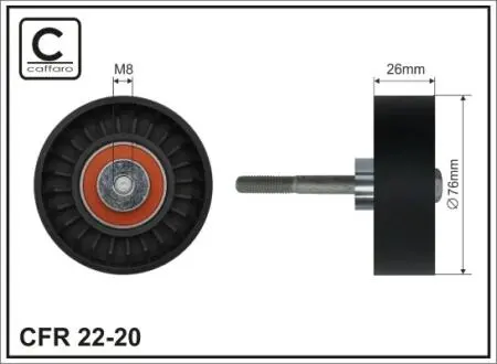 Ролик промежуточный поликлинового ремня. Volvo 850/S70/S80 I/V70 I/V70 II 2.5D 08.95-08.07 76x8x26 CAFFARO 2220