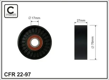 Ролик натяжного механизма поликлинового ремня. Mrecedes C CL203/S203/S204/W203/W204/CLC CL203/CLK A209/C209/E S211/W211 1.6/1.8/1.8CNG 05.02- 76x17x26 CAFFARO 2297