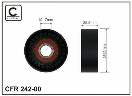 Ролик проміжний поліклинового ремня Alfa Romeo159 1.9D 09.05-11.11 65x17x26 CAFFARO 24200 (фото 1)
