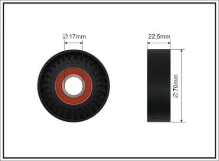 Ролик натяжного механізму поліклинового ремня Mercedes A W168/Vaneo 414 1.7D 07.98-07.05 70x17x22,5 CAFFARO 25900