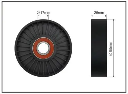 Ролик натяжного механізму поліклинового ремня Kia Carnival I/II 2.5 08.99-06.066 95x17x26 CAFFARO 27900