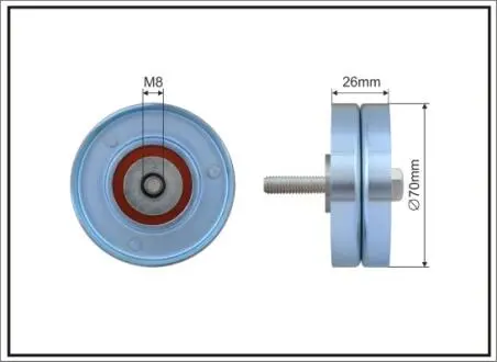 Ролик промежуточный поликлинового ремня. Mini R50/R53/R52 1.6 03.02-11.07 70x8x26 CAFFARO 28501