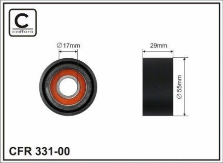 Ролик натяжного механізму поліклинового ремня BMW 1 E81/E82/E87/E88/3 E90/E91/E92/E93/5 F10/F11/Grand Turismo F07/7 F01/F02/F03/F04 2.0D/3.0D 06.04-02.17 54x17x30 CAFFARO 33100 (фото 1)
