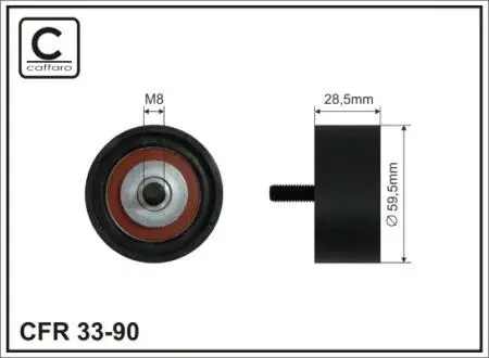 Ролик промежуточный ремень ГРМ Audi 80/100/6/A8 2.2/2.6/2.8 12.90-08.00 59,5x8x28,5 CAFFARO 3390