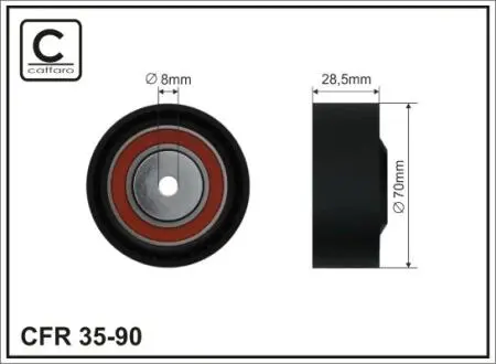 Ролик натяжного механізму поліклинового ремня BMW 5 E39 3.5/4.4 03.96-12.03 70x8x28,5 CAFFARO 3590