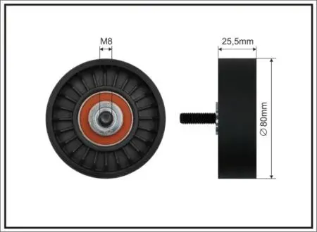 Ролик натяжного механизма поликлинового ремня. Mercedes 190 W201 2.3/2.5 04.84-08.93 80x8x25 CAFFARO 3797