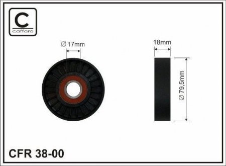 Ролик натяжного механизма поликлинового ременя Renault Clio II/Kaтgoo 1.4/1.6 08.97- 80x17x18 CAFFARO 3800 (фото 1)