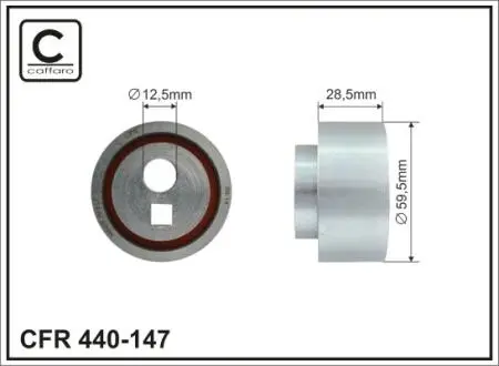 Ролик натяжного механизма ремня ГРМ Citroen AX/Saxo/Xsara/ZX, Nissan Micra II, Peugeot 106 I/II, Rover 100/Metro 1.4D/1.5D 09.88-07.04 1.5D 59,5x12,5x28,5 CAFFARO 440147
