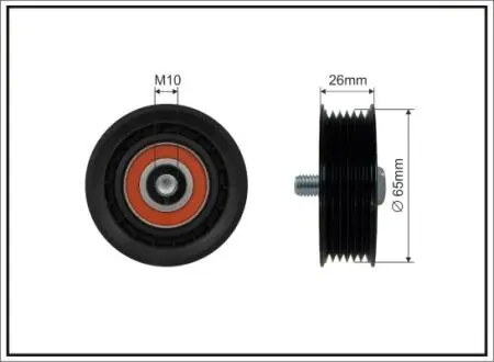 Ролик проміжний поліклинового ремня Fiat Grande Punto, Ford C-Max/Focus C-Max/Focus II, Opel Astra H/H GTC/Signum/Vectra C 1.8D/1.9D/2.0D 04.04- 65x8x22,5 CAFFARO 45599