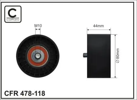 Ролик натяжного механизма поликлинового ремня. Mercedes Actros/MP2/MP3 OM541.920-OM542.962 04.96- 80x10x44 CAFFARO 478118