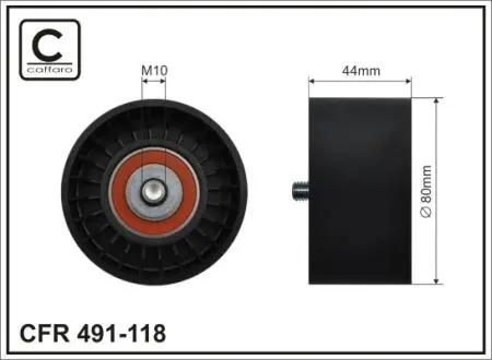 Ролик натяжного механизма поликлинового ремня. Mercedes Actros/MP2/MP3/Axor/2 OM457.910-OM542.942 04.96- 80x10x44 CAFFARO 491118