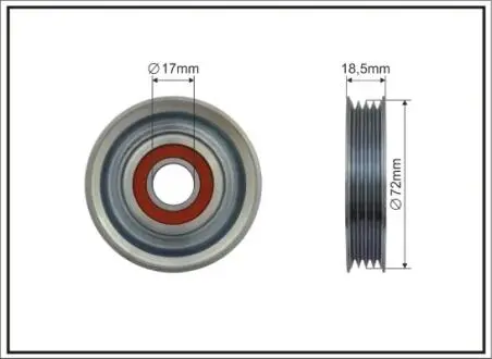 Ролик проміжний поліклинового ремня Honda Accord VI/Civic II/VI/VII/CR-V I/CRX III/HR-V/Integra, Rover 400, Subaru Forester/Impreza/Legacy II/III 1.3H-2.5 01.88- 1.6-2.5 68x17x15,5 CAFFARO 49300