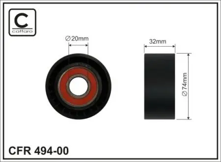 Ролик натяжного механизма поликлинового ремня. Scania 4/P/G/R/T DC11.02-OSC11.03 03.98- 74x20x32 CAFFARO 49400