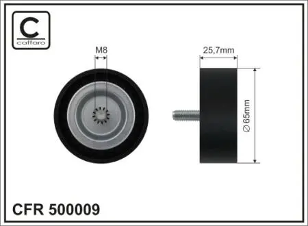 Ролик проміжний поліклинового ремня Mercedes C C204/S204/W204/CLS C218/X218/E A207/C207/S212/W212/GLE W166 2.1D/2.2D 08.08- 65x8x25,7 CAFFARO 500009