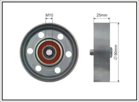 Ролик промежуточный поликлинового ремня. Toyota Avensis/Verso/Corolla/Previa/Rav 4 II 2.0D 03.01-03.09 90x17x25 CAFFARO 500047