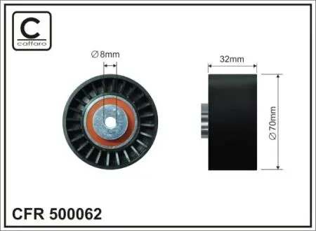 Ролик промежуточный поликлинового ремня. Mercedes S W140 3.2 03.91-10.98 70x8x32 CAFFARO 500062