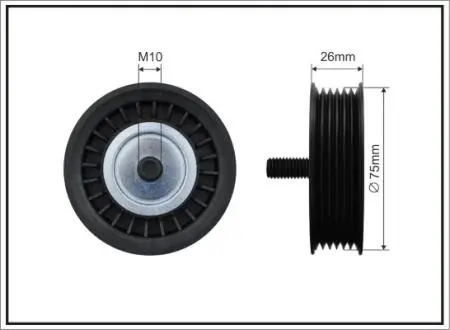 Ролик проміжний поліклинового ремня Mercedes A W176/B W246/W242/Citan 415/Mixto 415/CLA C117/GLA X156, Dacia Dokker/Express/Duster/Lodgy/Logan 1.2-1.6ALK 06.01- 76x10x22,5 CAFFARO 500080