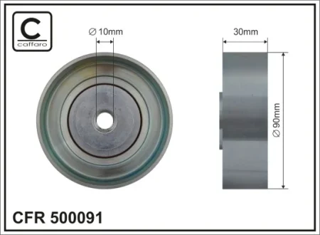 Ролик проміжний поліклинового ремня Mitsubishi Colt/Galant/Grandis/Lancer VII/Outlander I 2.0/2.4 04.03- 90x10x30 CAFFARO 500091