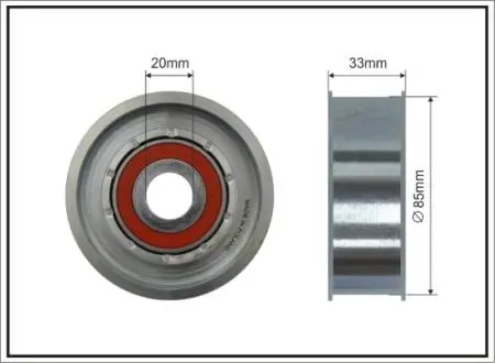Ролик проміжний поліклинового ремня Chrysler Voyager II/III, Jeep Cherokee/Grand Cherokee II 2.5/2.5D/3.1D 01.92-12.01 85x20x30 CAFFARO 500100