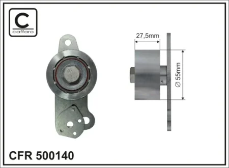 Натяжний механізм ремня ГРМ Citroen CX I/II, Peugeot 505, Renault 18/20/21/25/Espace I/II/Fuego/Master I/Safrane I/Trafic 2.0/2.2 09.74-07.98 55x18x27,5 CAFFARO 500140