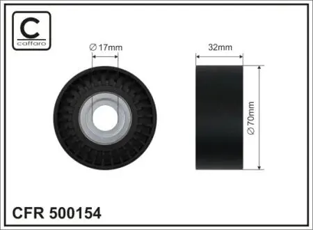 Ролик натяжного механізму поліклинового ремня BMW 5 F10/F11/7 F01/F02/F03/F04/X3 F25 2.5/3.0 06.09-06.15 70x17x31 CAFFARO 500154