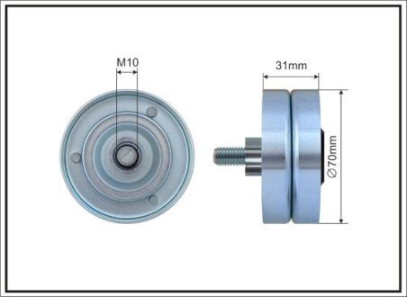 Ролик проміжний поліклинового ремня Daf CF 85/XF 95, Bova Futura/Magiq/Synergy, Solaris Vacanza XE250C-XF355M 10.99- 70x10x31 CAFFARO 500157