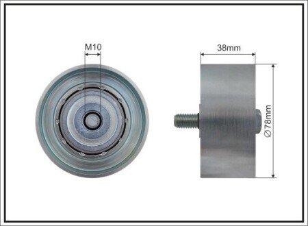 Ролик натяжного механізму поліклинового ремня Renault Premium 2, Volvo 7700/8700/B 6/B 7/FE/II D7C310-DXi7 01.91- 78x10x38 CAFFARO 500194