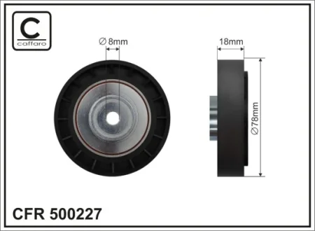 Ролик проміжний поліклинового ремня Audi 100/80/A6/Coupe 2.0 01.92-12.97 78x8x18 CAFFARO 500227