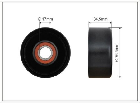 Ролик натяжного механизма поликлинового ремня. Honda Accord IX/VIII 2.4 07.08- 76x17x37 CAFFARO 500230