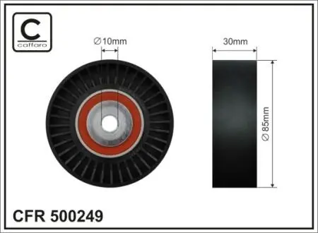 Ролик проміжний поліклинового ремня Subaru Forester/Impreza/Legacy IV/V/Outback/XV 2.0D 02.08- 85x10x30 CAFFARO 500249