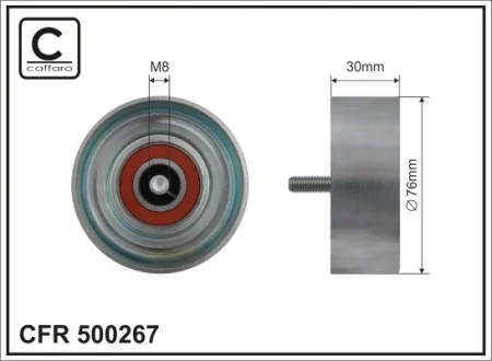 Ролик проміжний поліклинового ремня Jaguar X-Type 2.1/2.5/3.0 06.01-12.09 76x8x30 CAFFARO 500267