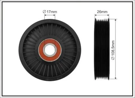 Ролик натяжного механизма поликлинового ремня. Mini R50/R53/R52 1.6 03.02-11.07 108,5x17x23 CAFFARO 500276