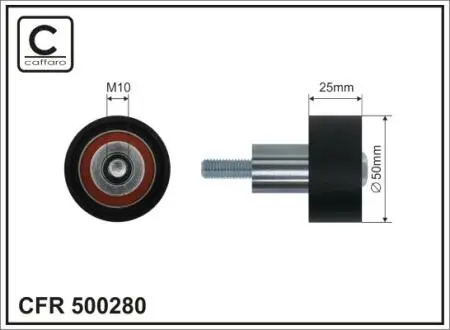 Ролик проміжний ремня ГРМ Audi A1/A3/A4/Q3, Seat Alhambra/Ibiza IV/IV ST/Leon/SC/ST/MII/Toledo IV, Skoda Citigo/Fabia III/Octavia III/Rapid/Superb III 1.0-1.6 08.11- 50x10x25 CAFFARO 500280