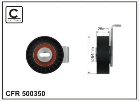 Натяжной механизм поликлинового ремня Citroen Jumper, Peugeot Boxer 2.5D 12.96-04.02 94x26 CAFFARO 500350