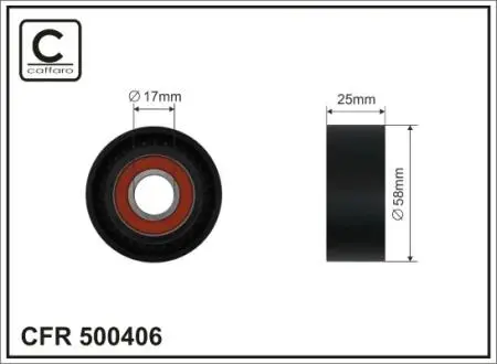 РОЛИК НАТЯЖНЫЙ 58x17x25 plastik CAFFARO 500406