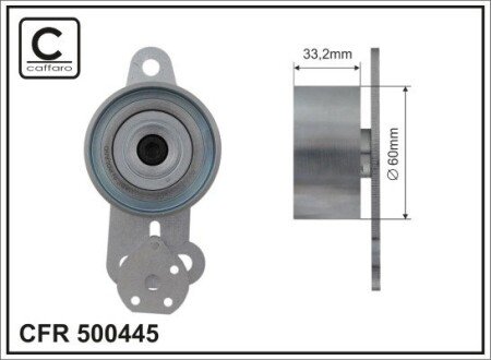 Натяжний механізм ремня ГРМ Jeep Cherokee/Comanche, Renault 18/Variable/20/21/25/30/Espace I/II/Fuego/Master I/Safrane I/Trafic 2.0D/2.1D 03.80-09.01 60x33,2 CAFFARO 500445