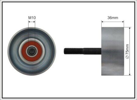 Ролик промежуточный поликлинового ремня. Nissan Altima/Murano II/Teana II 2.5/3.5 10.06-09.14 75x10x35,3 CAFFARO 500464