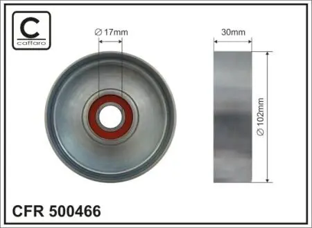 Ролик проміжний поліклинового ремня Lexus GS/LS/LX/SC, Toyota 4 Runner/Land Cruiser 100/200/Sequoia 4.0/4.3/4.7 09.97- 102x17x30 CAFFARO 500466