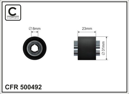 Ролик проміжний ремня ГРМ Citroen Berlingo/C1 II/C3 II/III/C3 Picasso/C4 Cactus/C4 Grand Picasso II/C4 II/C4 Picasso II/C-Elysse/DS3/DS4, Opel Crossland X/Grandland X 1.0/1.2 03.12- 31x8x24 CAFFARO 500492