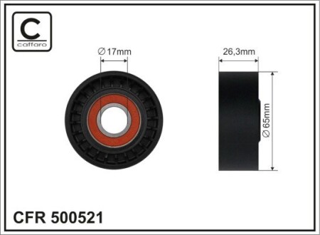 Ролик натяжний 65x17x26,3 plastik CAFFARO 500521