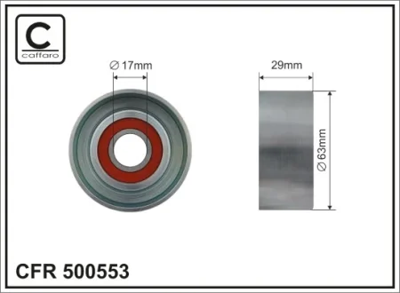 Ролик натяжного механізму поліклинового ремня Opel Astra J/J GTC/K/Cascada/Insignia A/Country/Insignia B/Grand Sport/Zafira C 1.6 12.12- 63x17x29 CAFFARO 500553