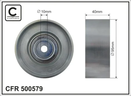 Ролик проміжний поліклинового ремня Mercedes Citaro O 530/Conecto O 345/O 403/Tourismo O 350/Travego O 580, Setra 400 OM447.947-OM942.911 01.98- 95x10x40 CAFFARO 500579